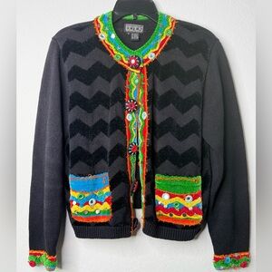 Berek Art-to-Wear by Takako Sakon Black Vintage Chevron Heavy Knit